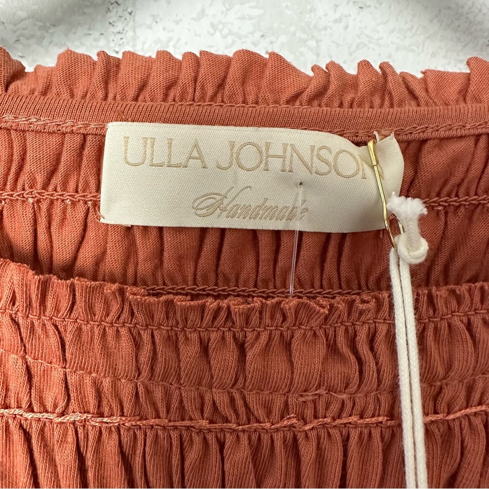 Ulla Johnson Midi Dress Smocked Cotton Poplin Madeline Clay size 8 FA220150 New - Picture 9 of 15